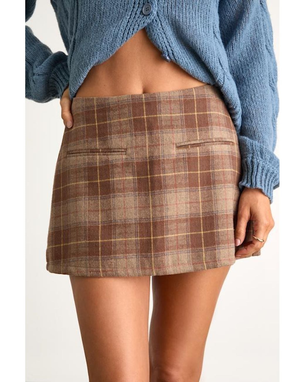 Lulus Blue Haislyn Plaid A-Line Skort
