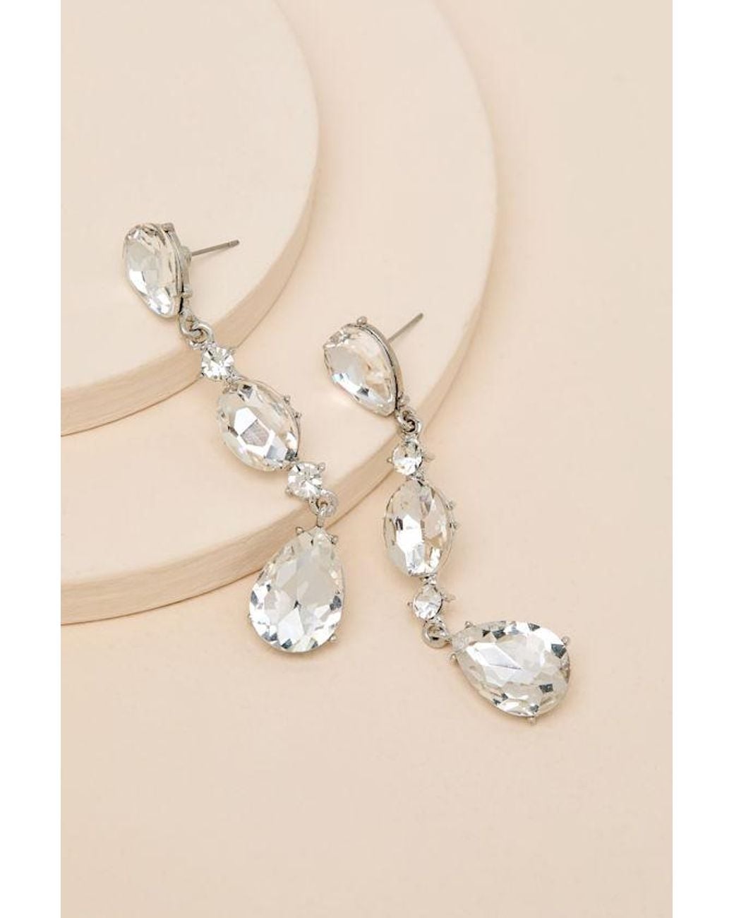 Lulus Brown Rowan Rhinestone Drop Earrings