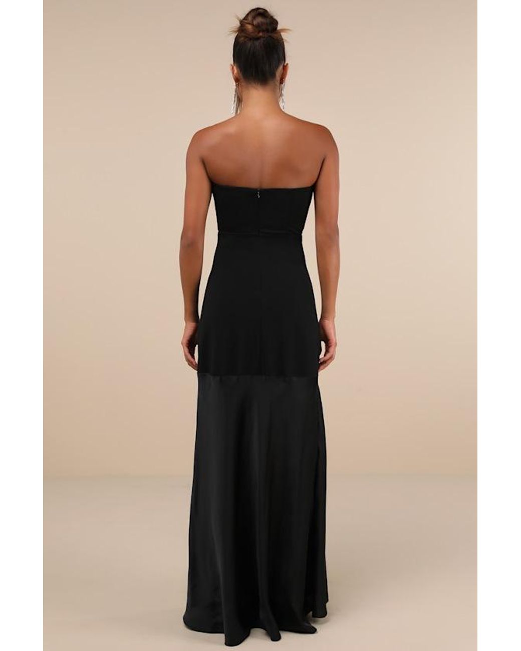 knee length dresses for ladies Black Lace Panel Maxi Dress main image 1
