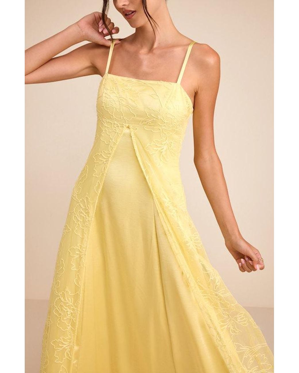 Lulus Yellow Mitzie Embroidered Maxi Dress