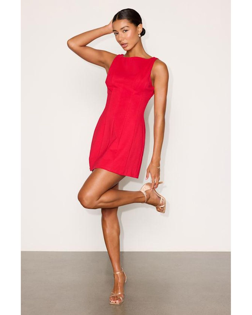 Lulus Red Lavonne Sleeveless Boat Neck Mini Dress
