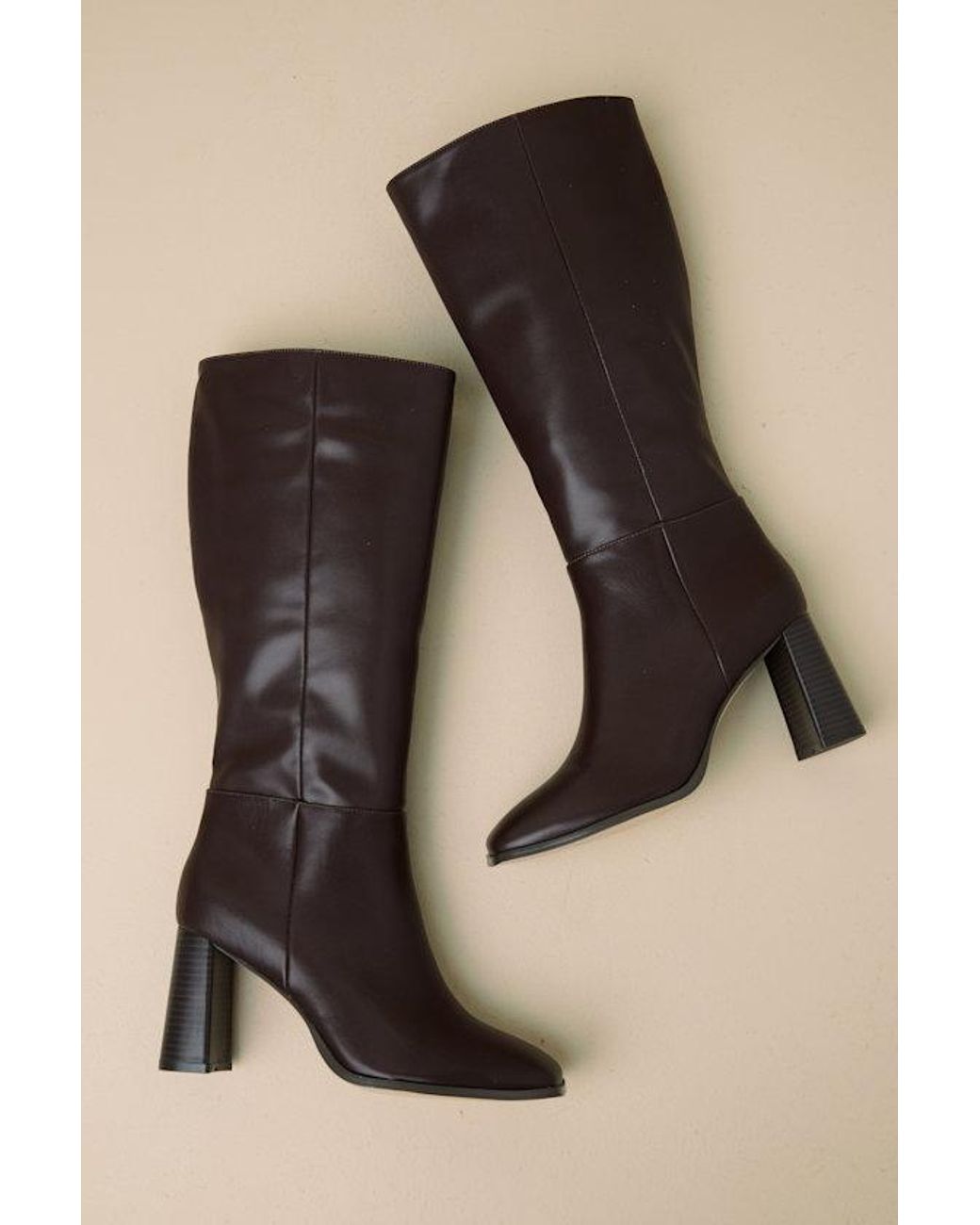 Lulus Black Reelee Chocolate Square Toe Knee-High Boots
