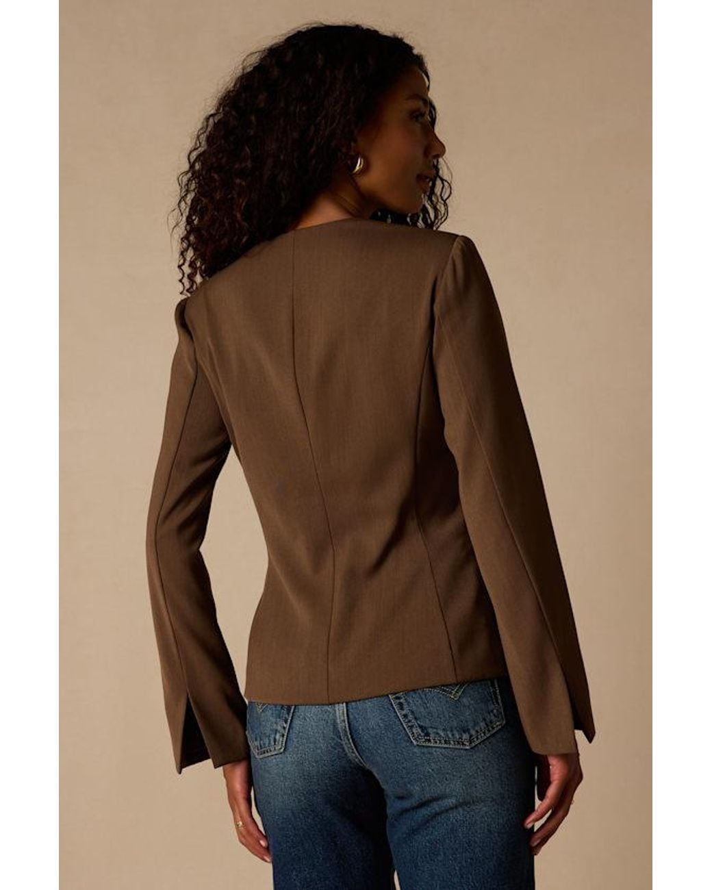 Lulus Brown Myanna Long Sleeve Blazer Top