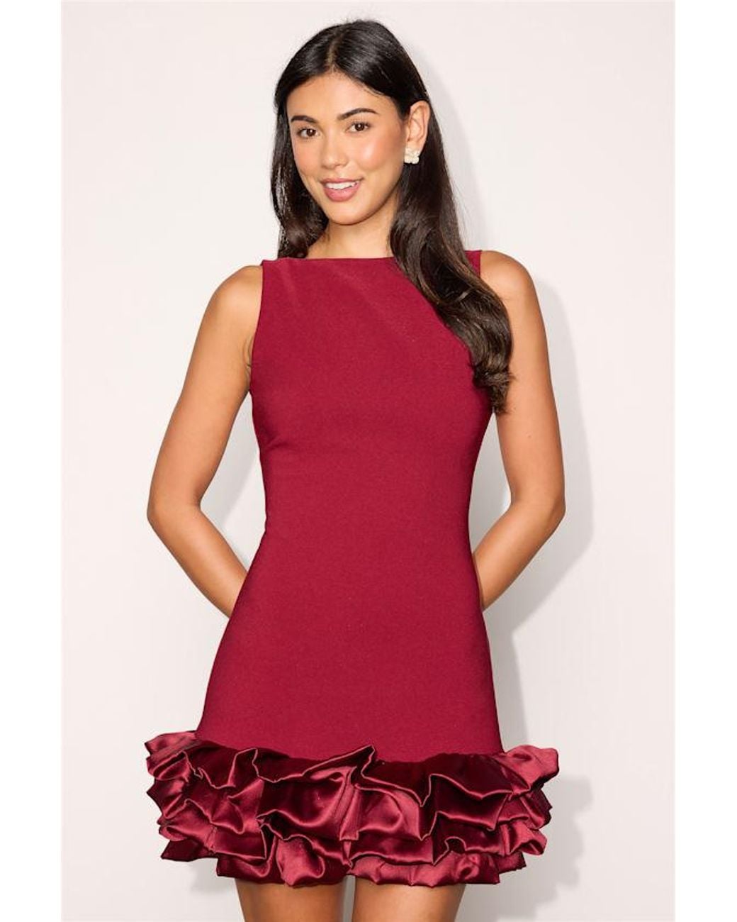 Lulus Red Evangeline Ruffled Bubble-Hem Dress