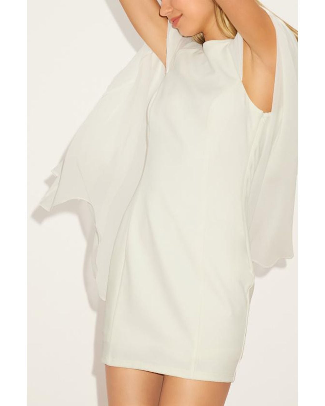 Lulus White Captivating Drama Cape Sleeve Mini Dress