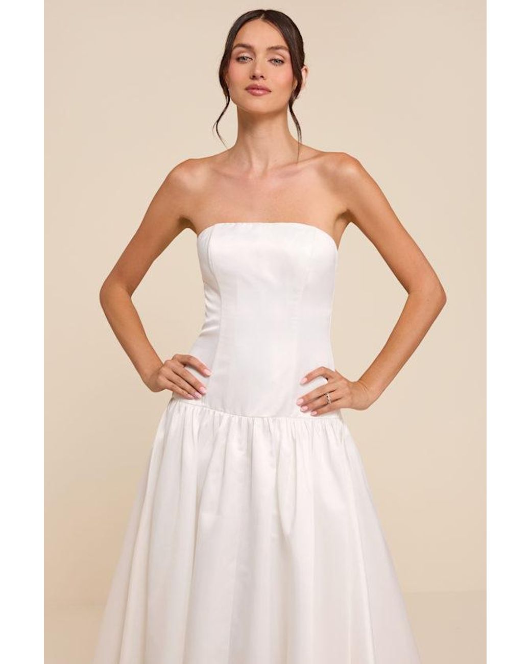 Lulus Black Florence Strapless Drop Waist Wedding Dress