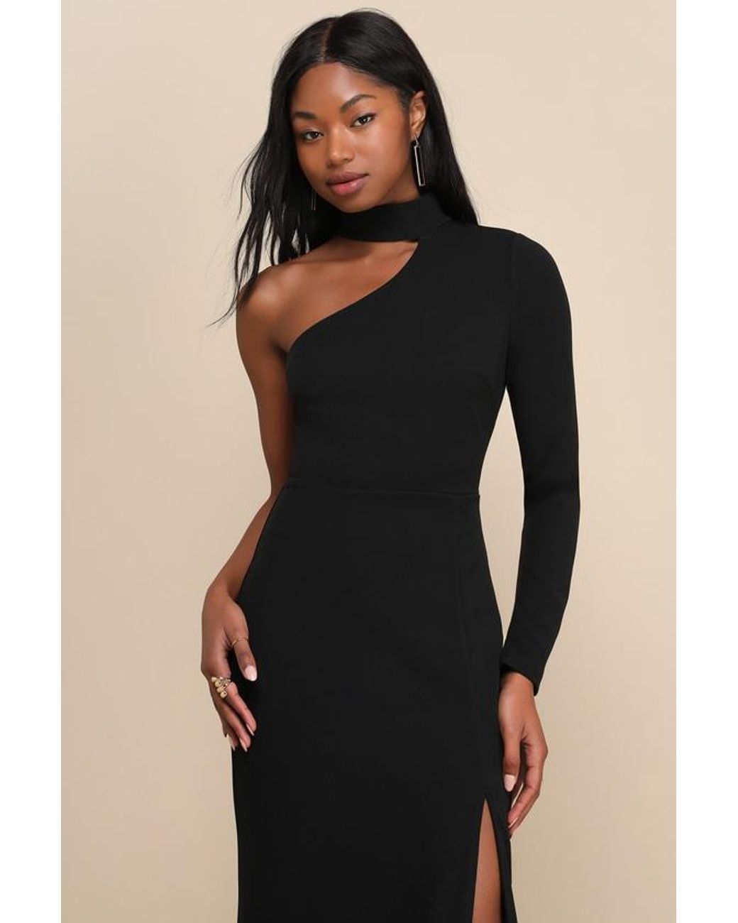 Lulus Blue Keep It Interesting Cutout One-Shoulder Maxi Dress