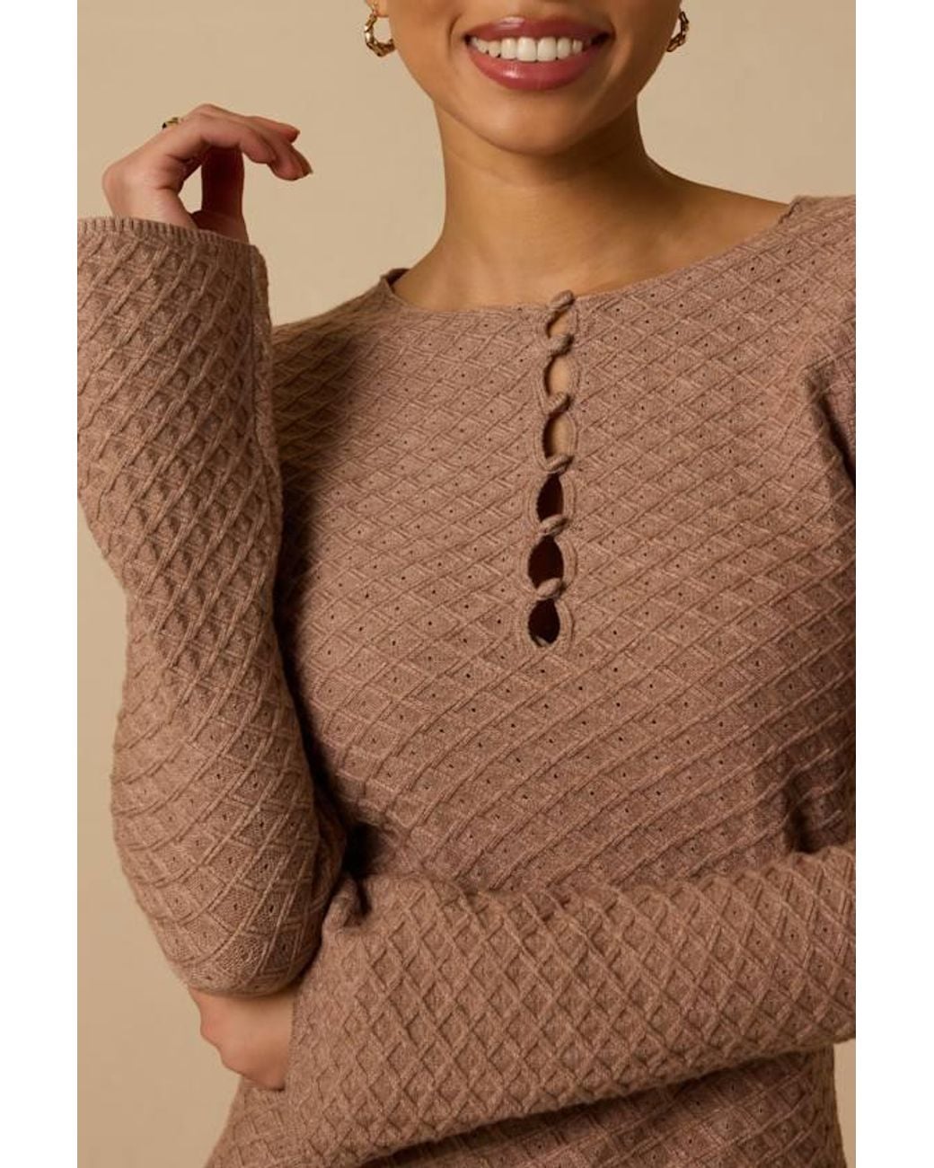 Lulus Brown Wesley Button-Front Sweater Dress