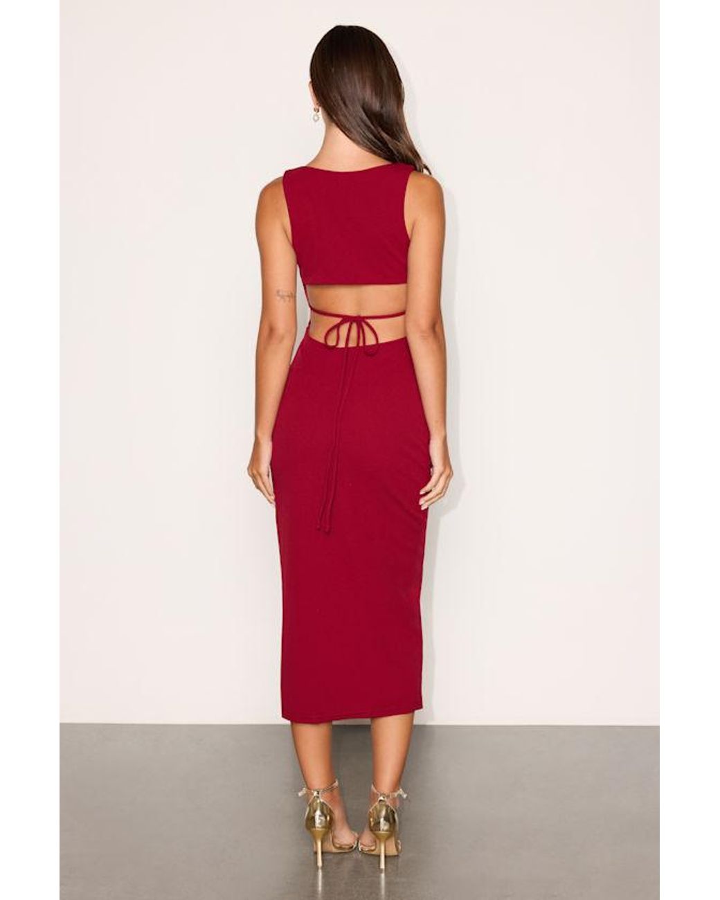 Lulus Red Sultry Elegance Cutout Bodycon Midi Dress