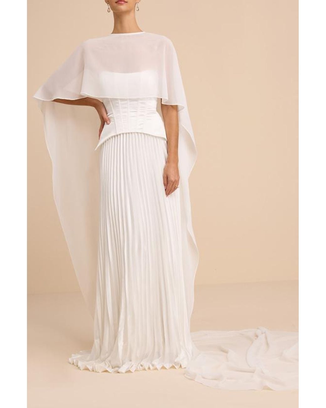 Lulus Natural Dovey Satin Pleated Maxi Dress