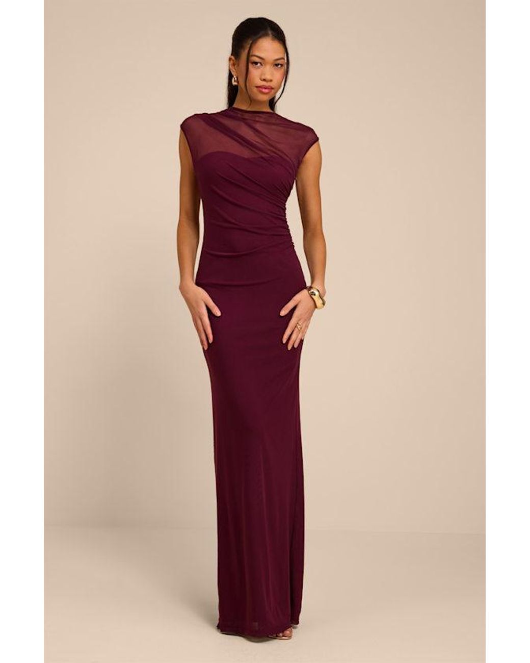 Lulus Green Avalee Mesh Cap Sleeve Maxi Dress