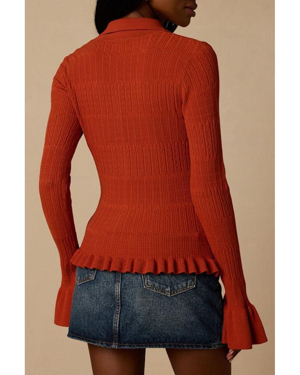 Lulus Arlinda Rust Knit Textured Cardigan Sweater Top