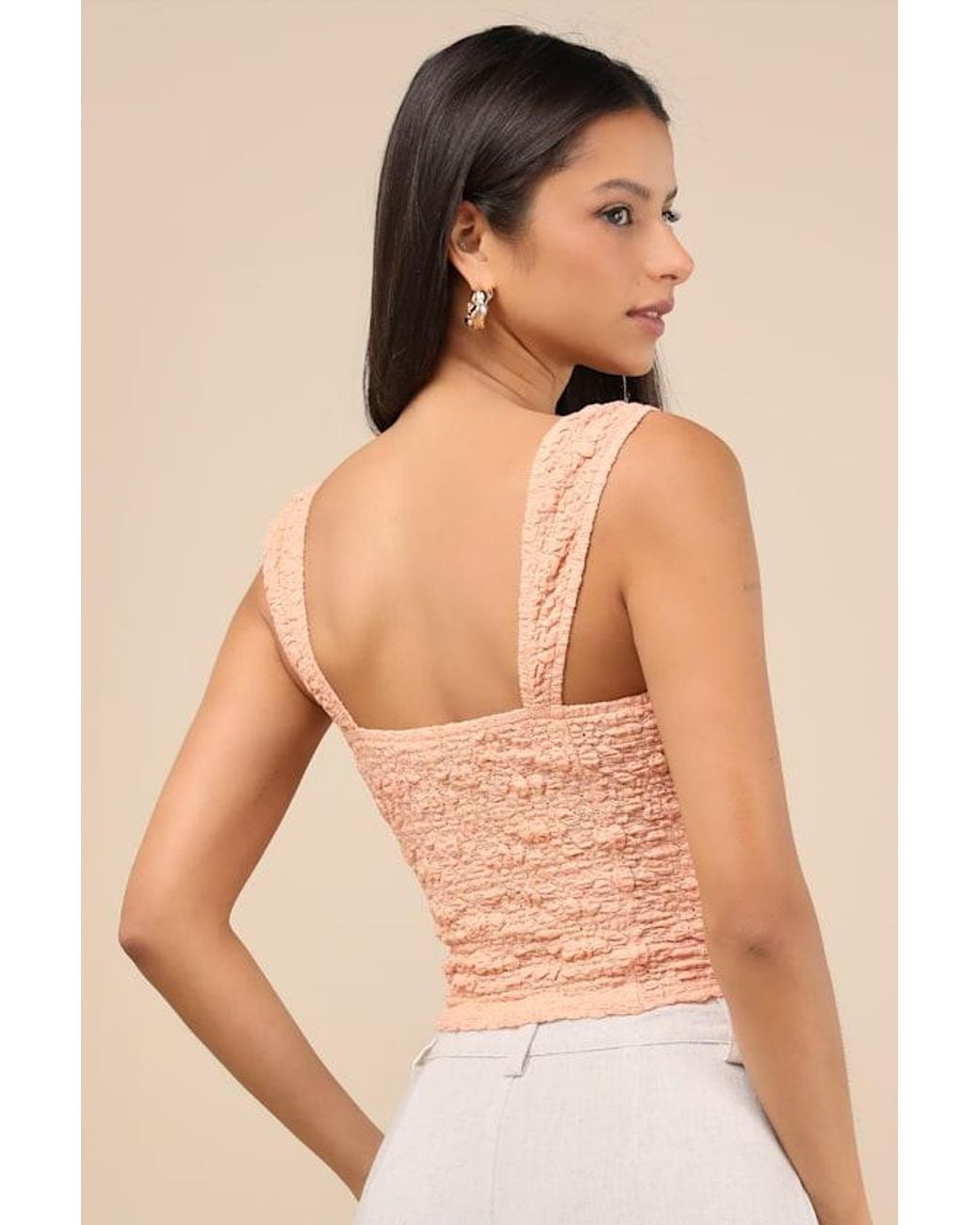 Lulus Natural Wilda Jacquard Knit Sleeveless Top