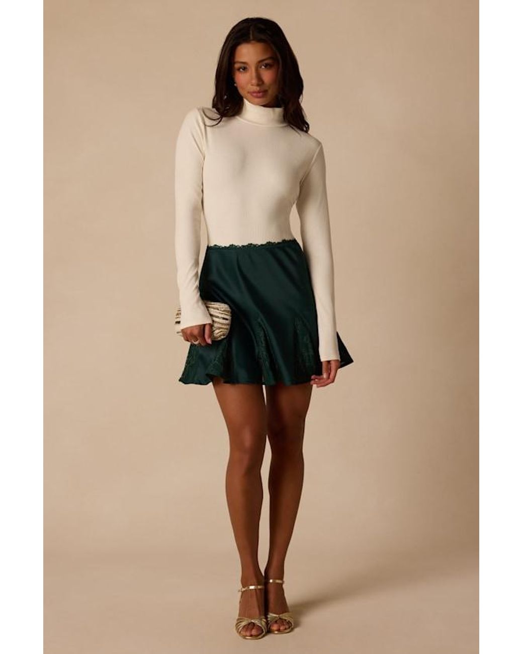 Lulus Black Margot Hunter Lace Satin Mini Skirt