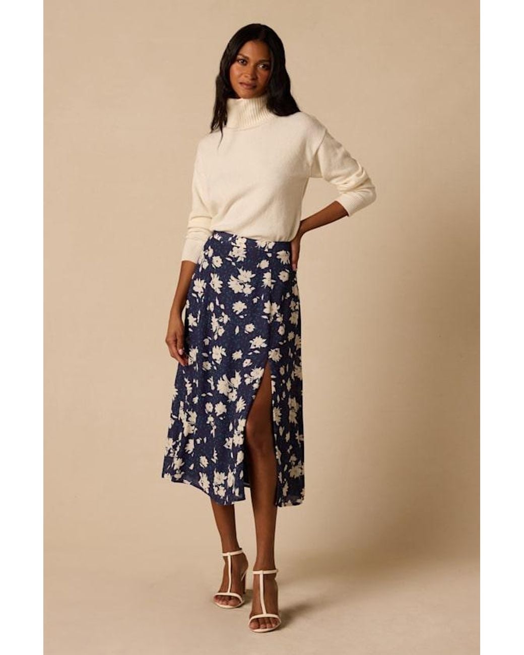Lulus Natural Always Praiseworthy Floral Print Midi Skirt