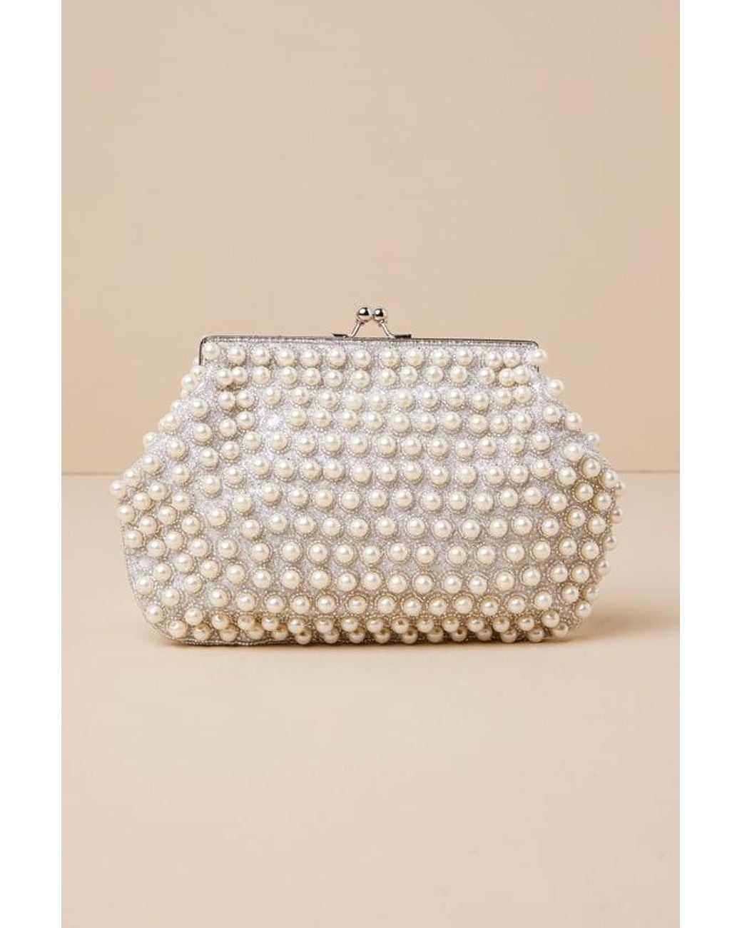 Lulus White Brilliant Energy And Pearl Beaded Clutch