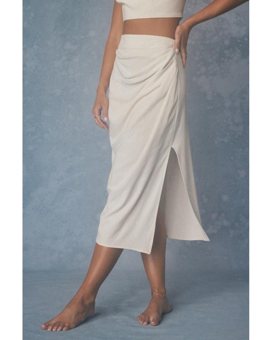 Lulus Blue Asana Light Linen Two-Piece Midi Dress