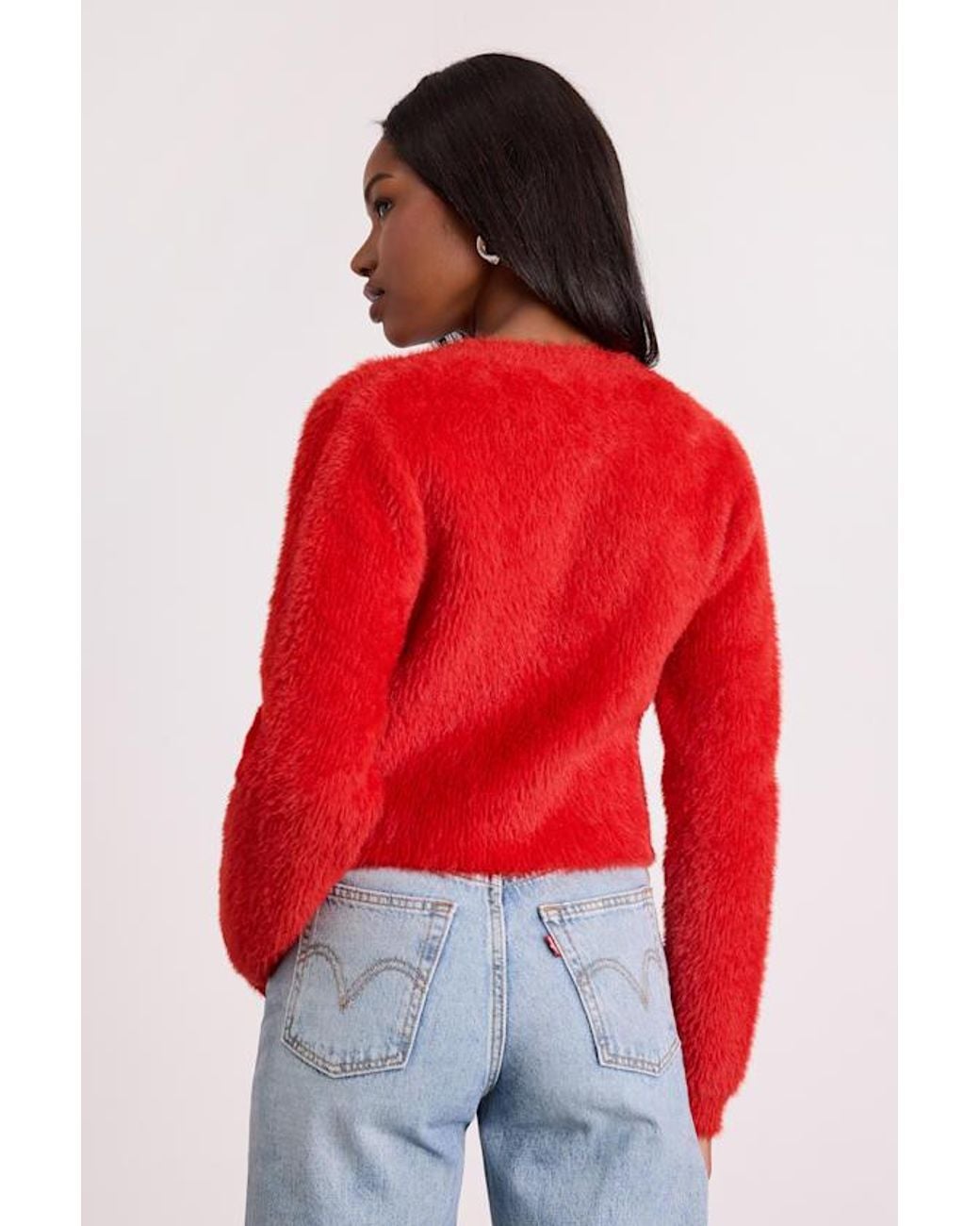 Lulus Red Arinda Eyelash Knit Button-Up Cardigan
