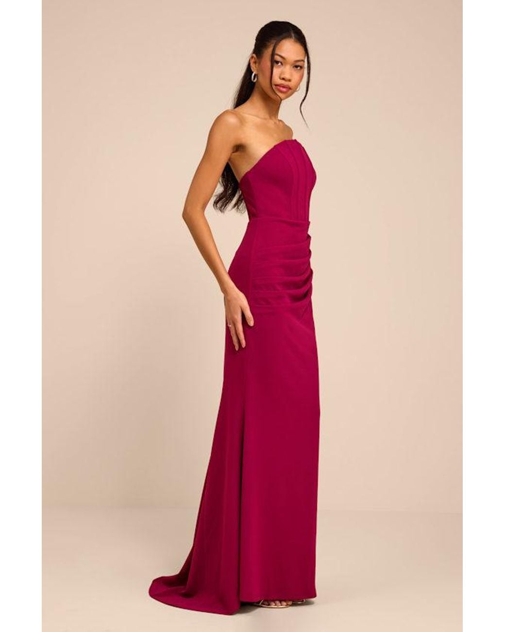 Lulus Red Laney Dark Strapless Corset Maxi Dress
