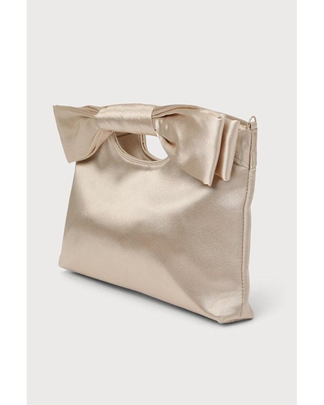 Lulus Natural Total Romantic Satin Bow Clutch