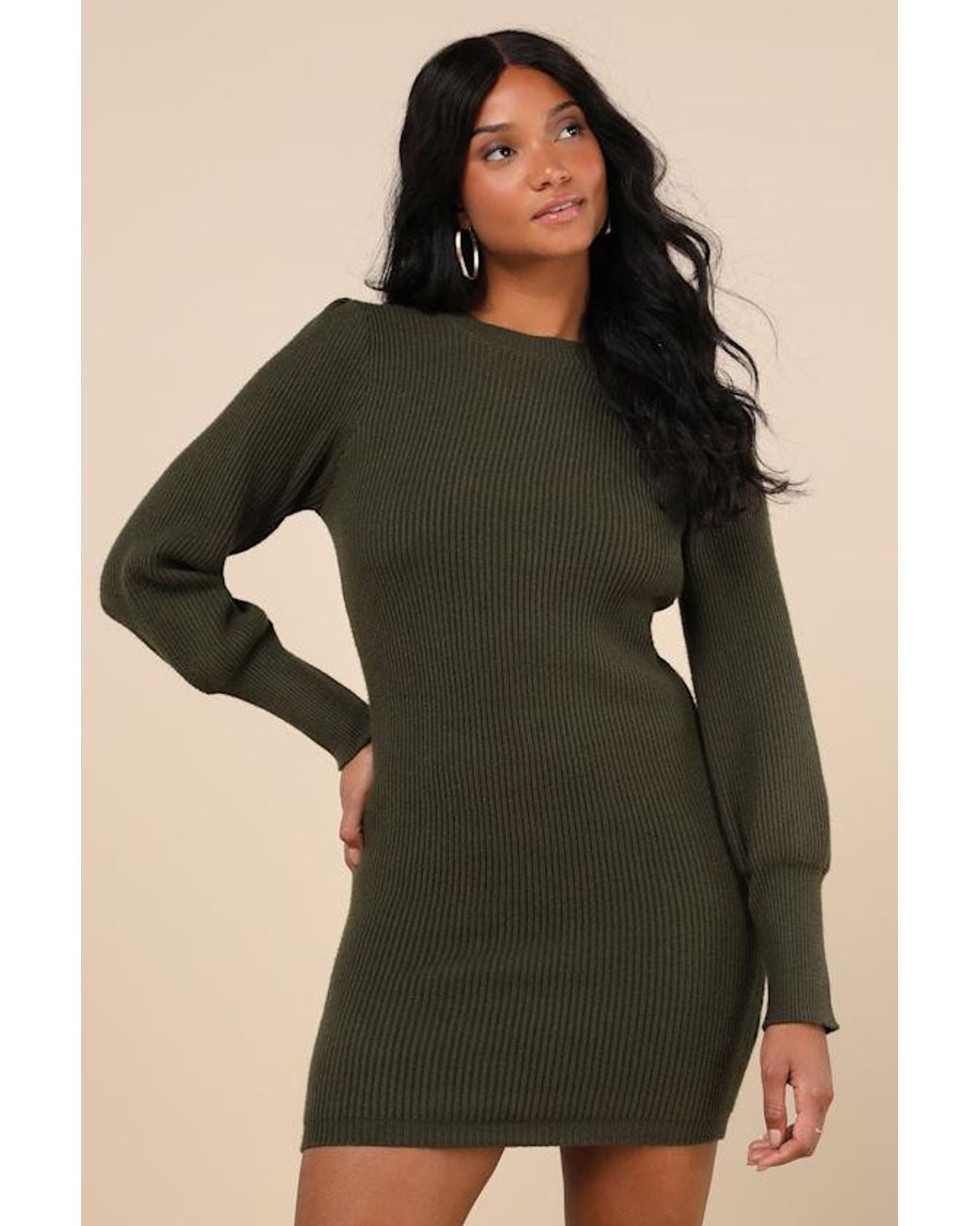Lulus Brown Loving You Fondly Ribbed Knit Sweater Dress