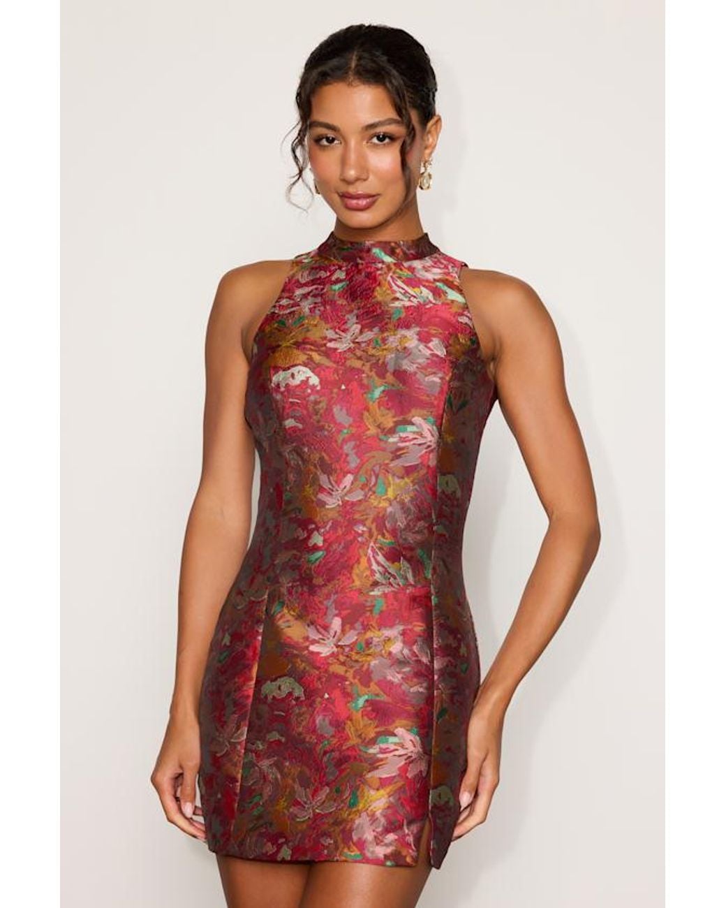 Lulus Red Brigitte Jacquard Mini Dress
