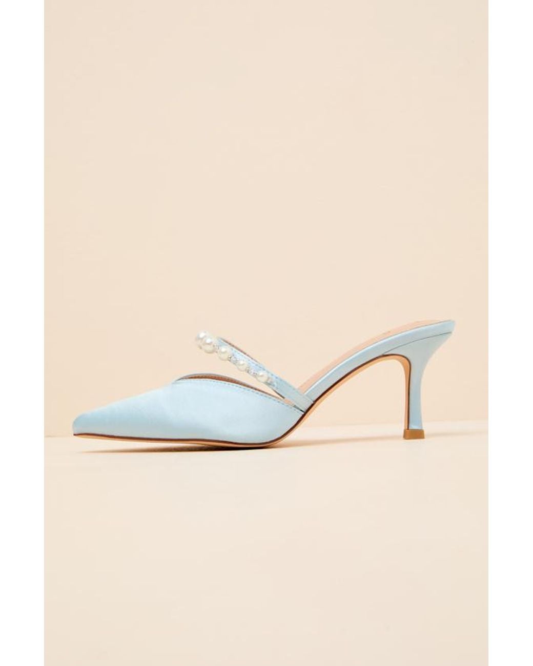 Lulus Natural Daryll Satin Pearl Pointed-Toe Mule Pumps