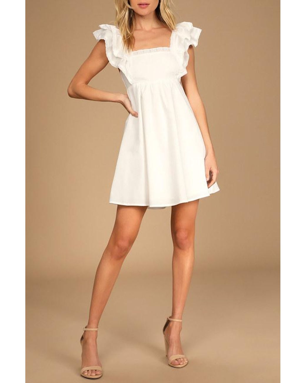 Lulus Natural Marvelous Time Ruffled Mini Dress