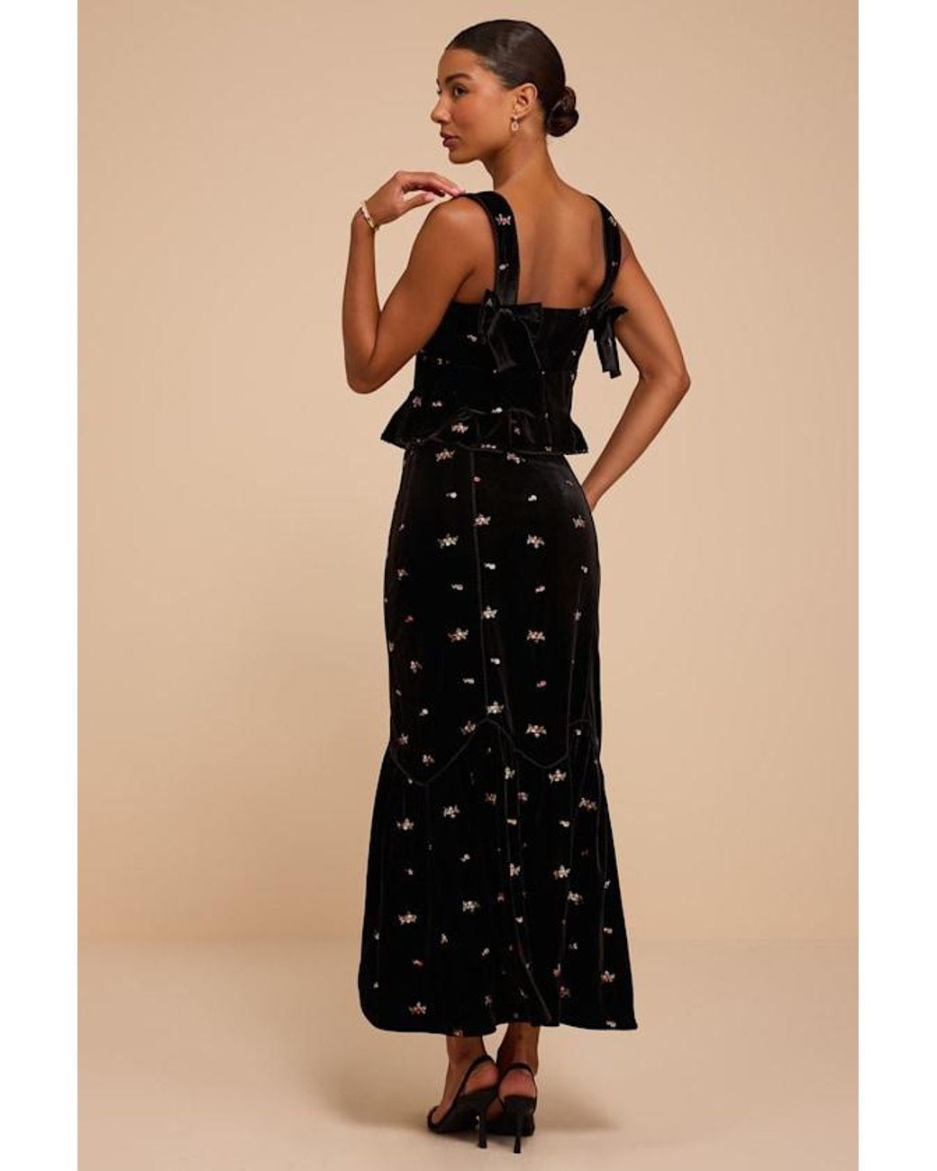 Lulus Black Josette Velvet Two-Piece Dress