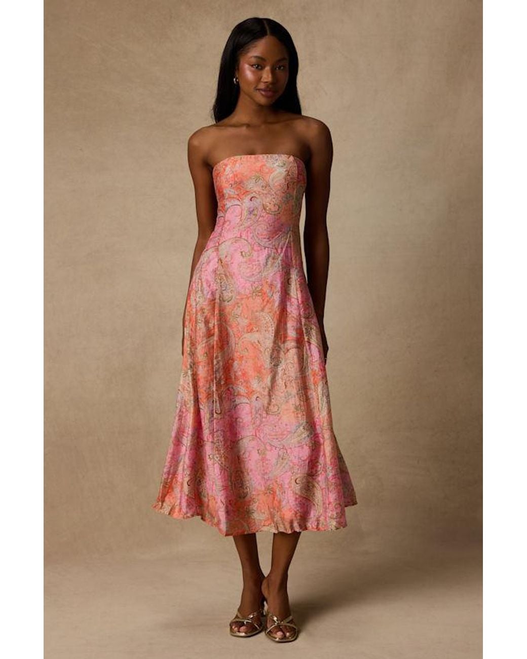 Lulus Pink Lexis Multi Boho Print Lace-Up Midi Dress