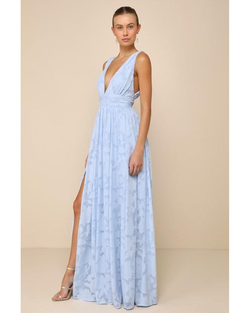Lulus Blue Sweet Sophistication Burnout Floral Maxi Dress