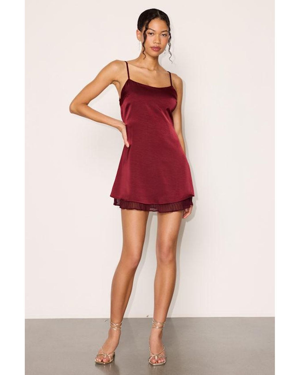 Lulus Red Dandria Satin Cowl Back Mini Dress
