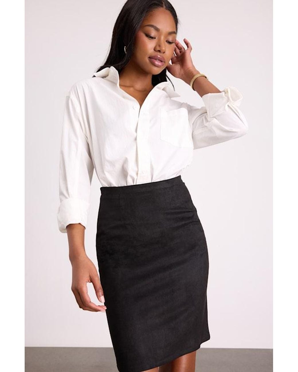 Lulus Blue Superpower Suede Pencil Skirt