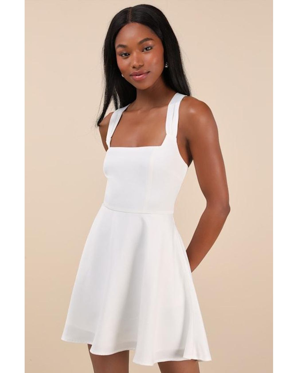 Lulus Natural Admirably Chic Satin Lace-Up Mini Dress With Pockets