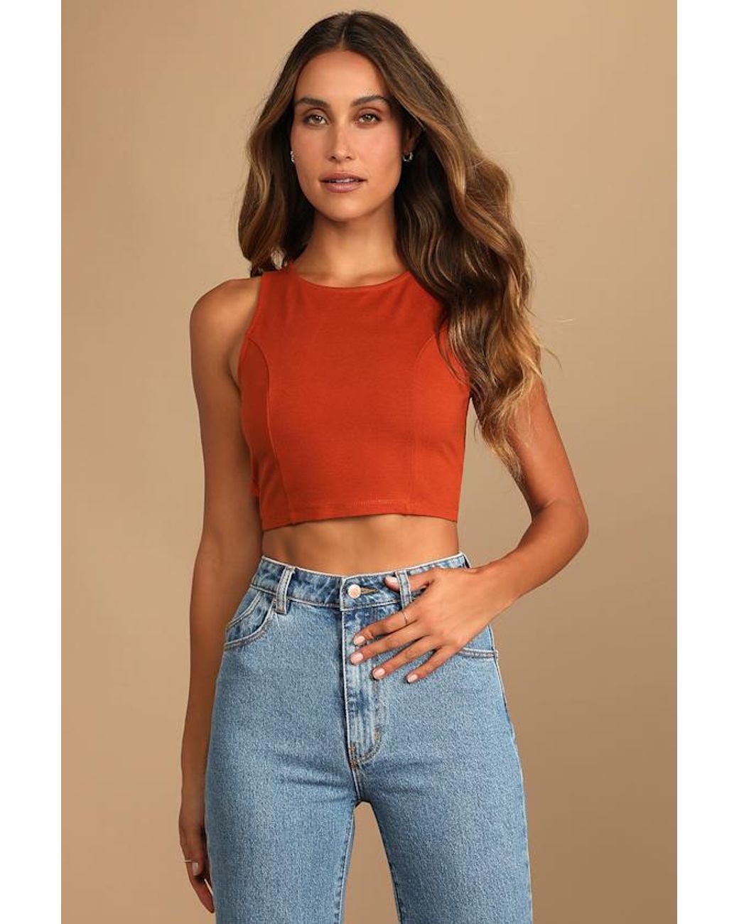 Lulus Blue Let's Tie It Tie-Back Cropped Tank Top