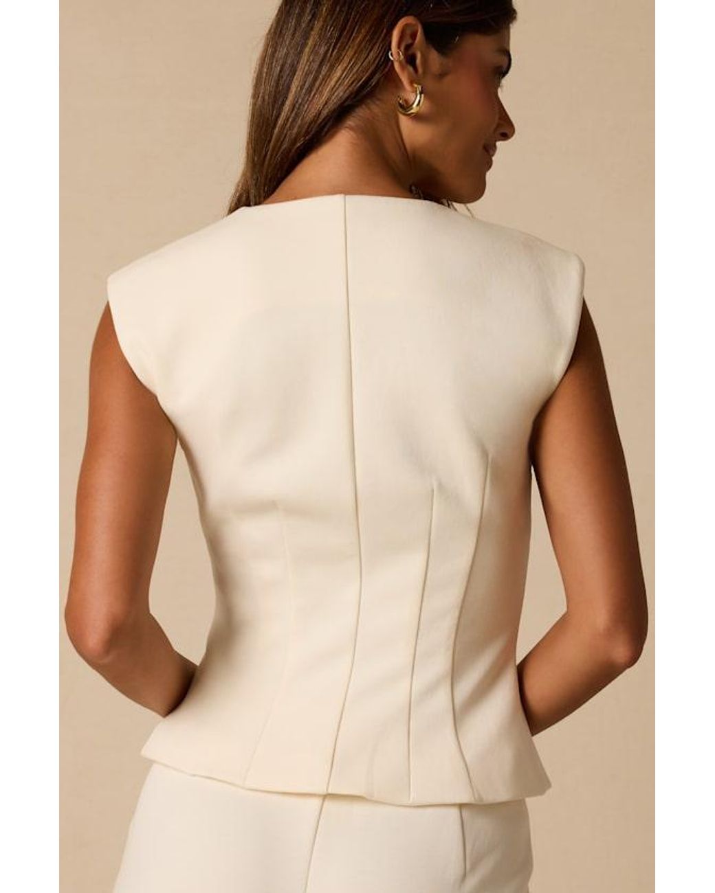 Lulus Natural Greta Cream Button-Up Vest Top
