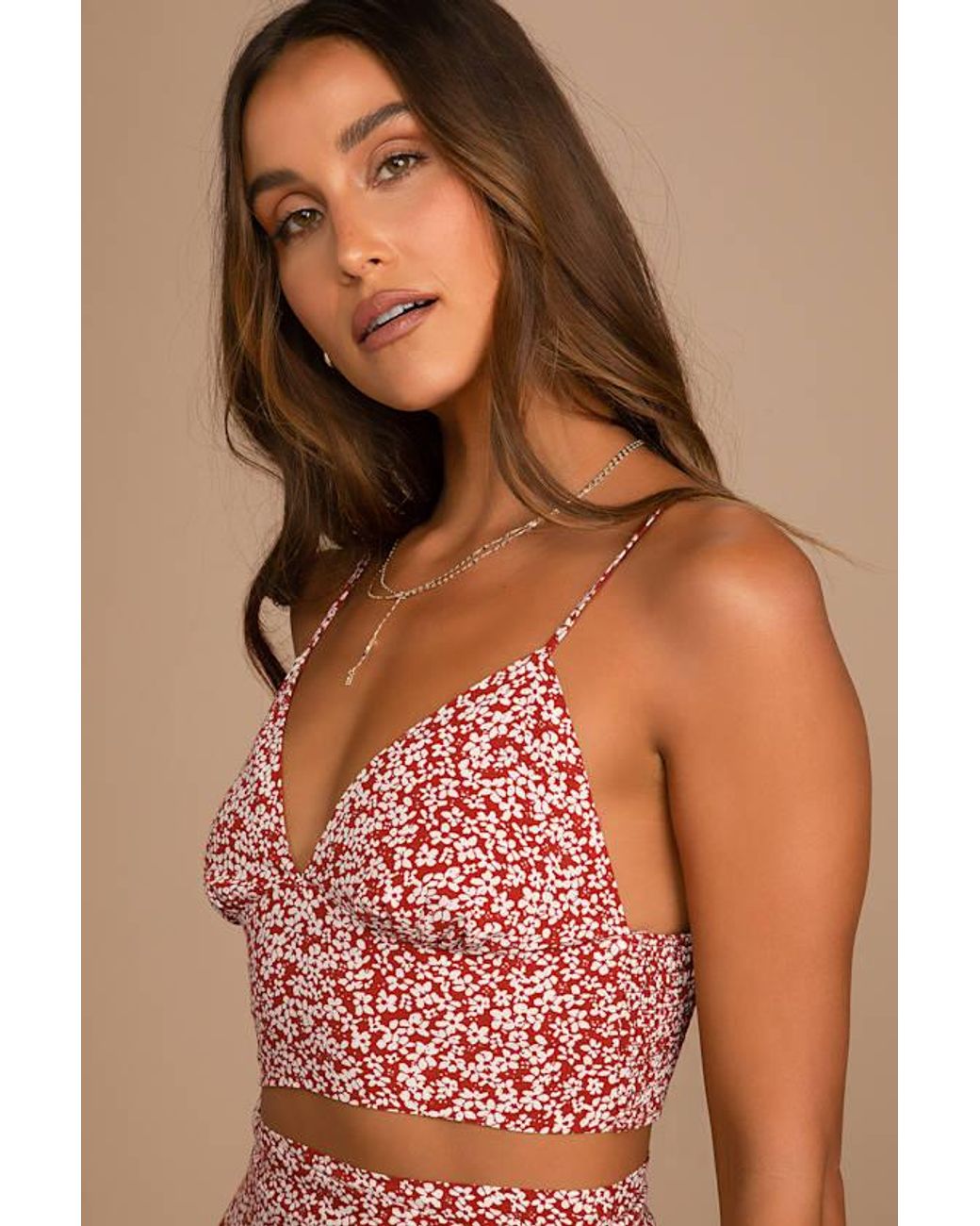Lulus Brown Summer Romance Floral Print Two-Piece Midi Dress