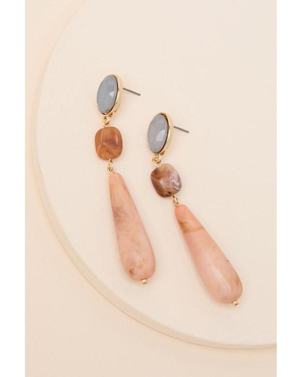 Lulus Natural Amandi Multi Marbled Drop Earrings