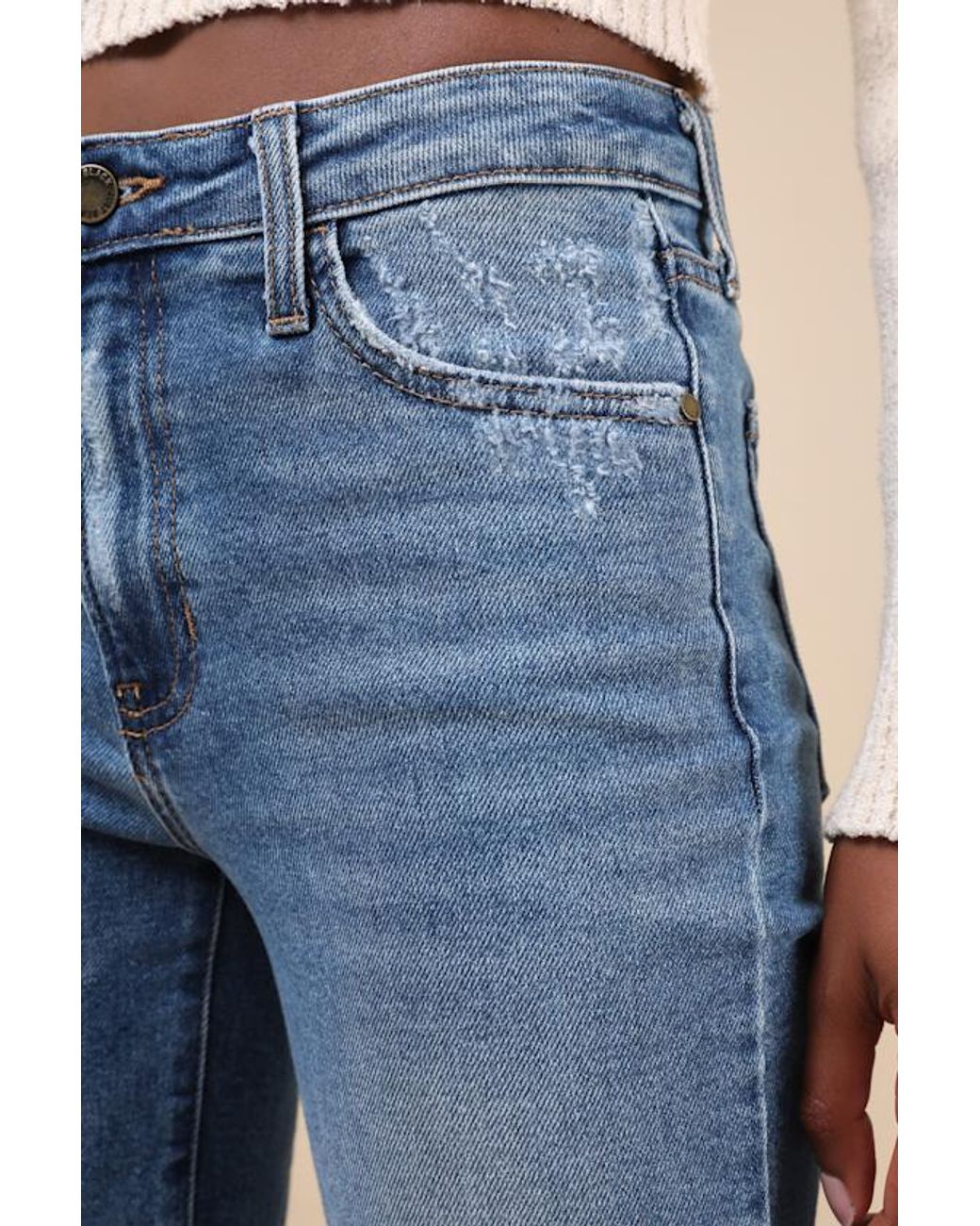 Just Black Blue Roaming Wild Medium Wash High-Waisted Straight-Leg Jeans
