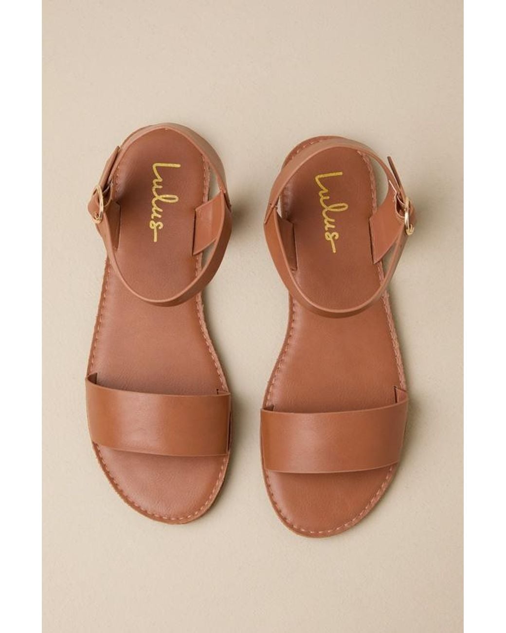 Lulus Natural Hearts And Hashtags Flat Sandals