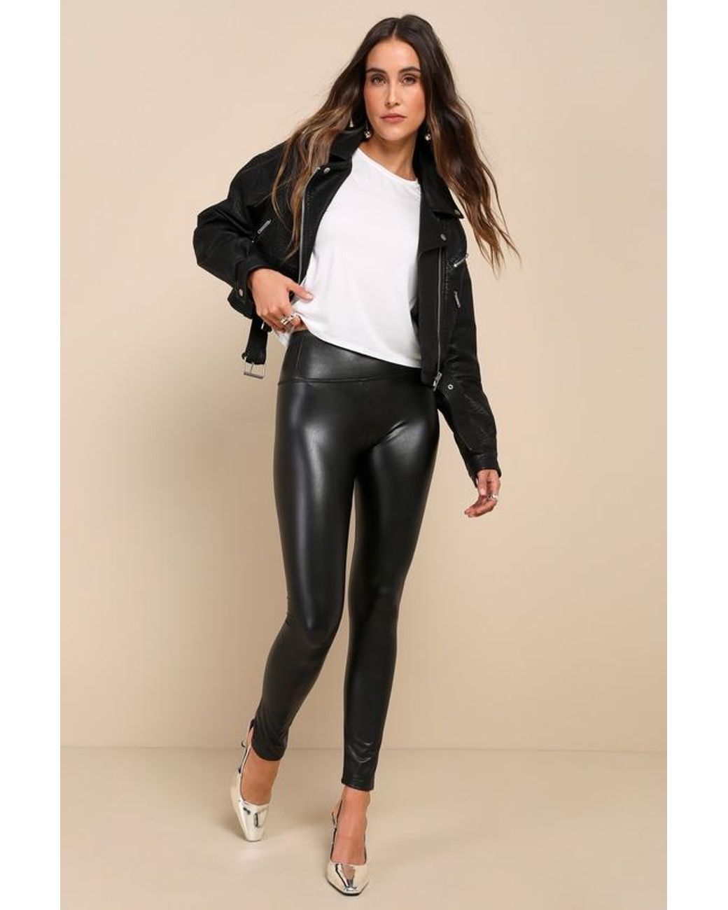 Lulus Black Keep It Sleek Vegan Leather Leggings