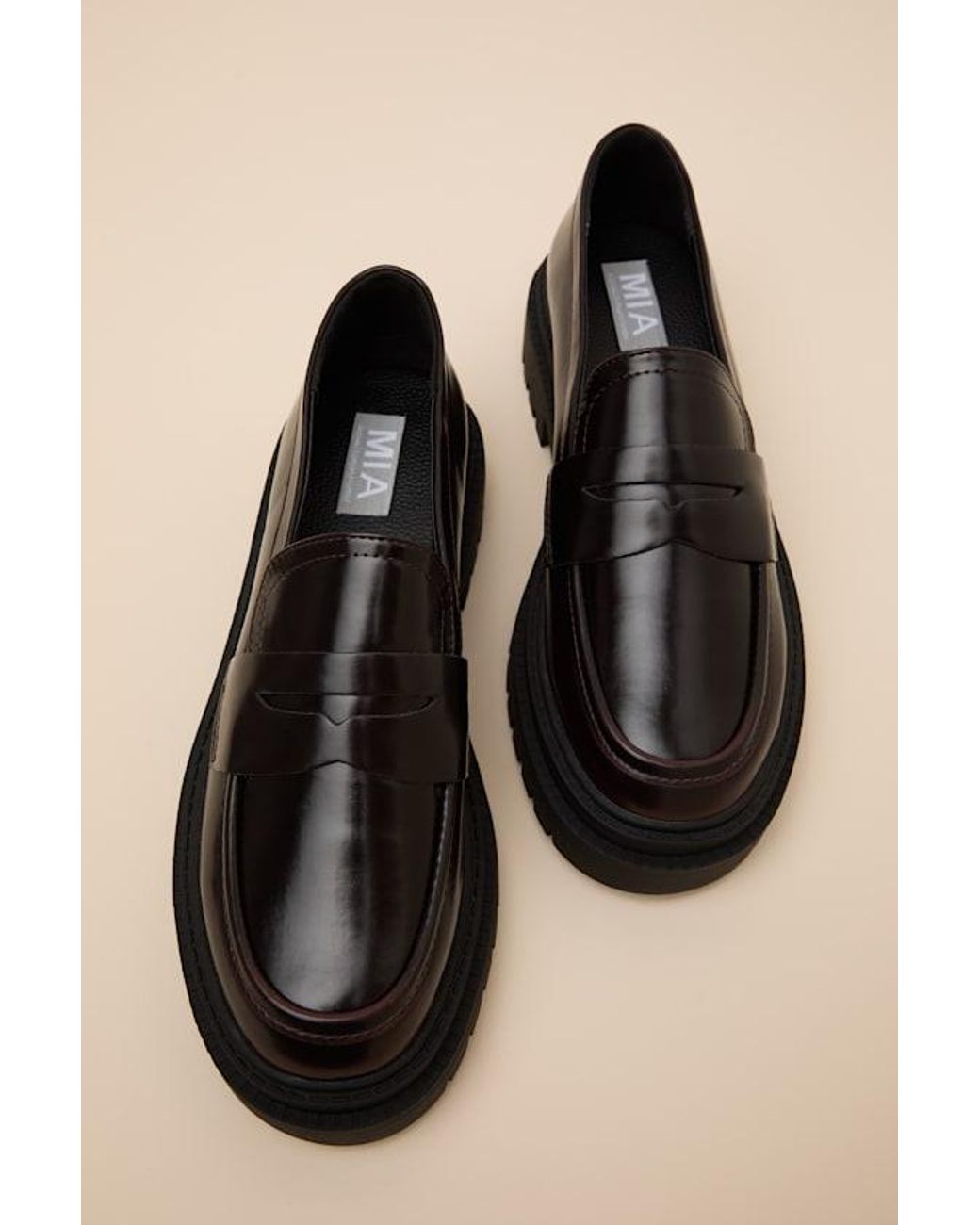 MIA Black Henrik Wine Platform Penny Loafers