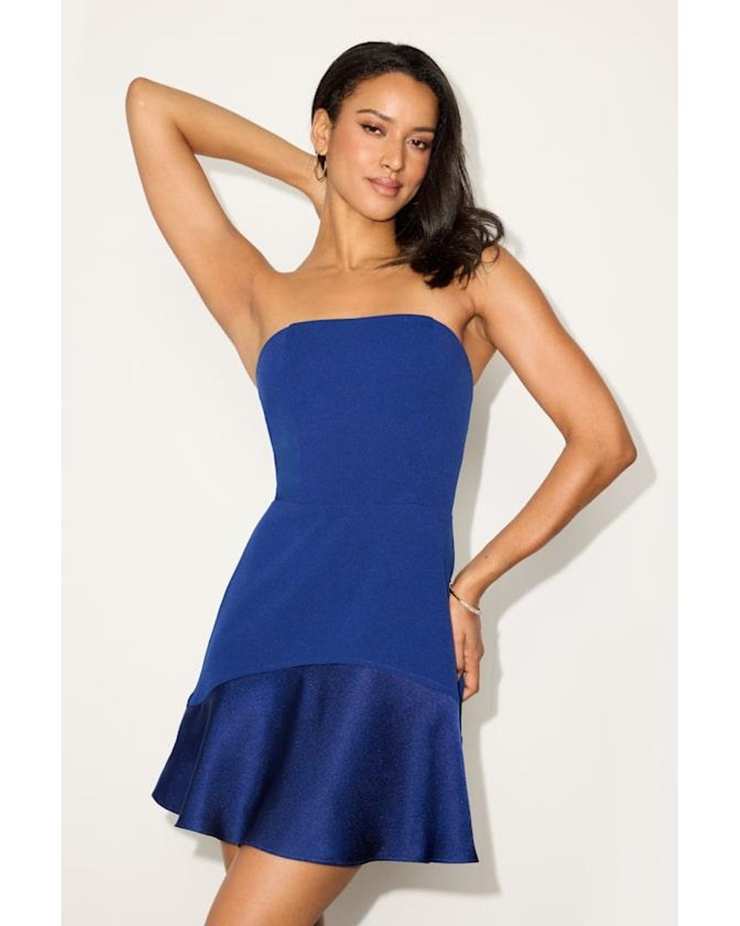 Lulus Blue Compelling Style Strapless Mini Dress