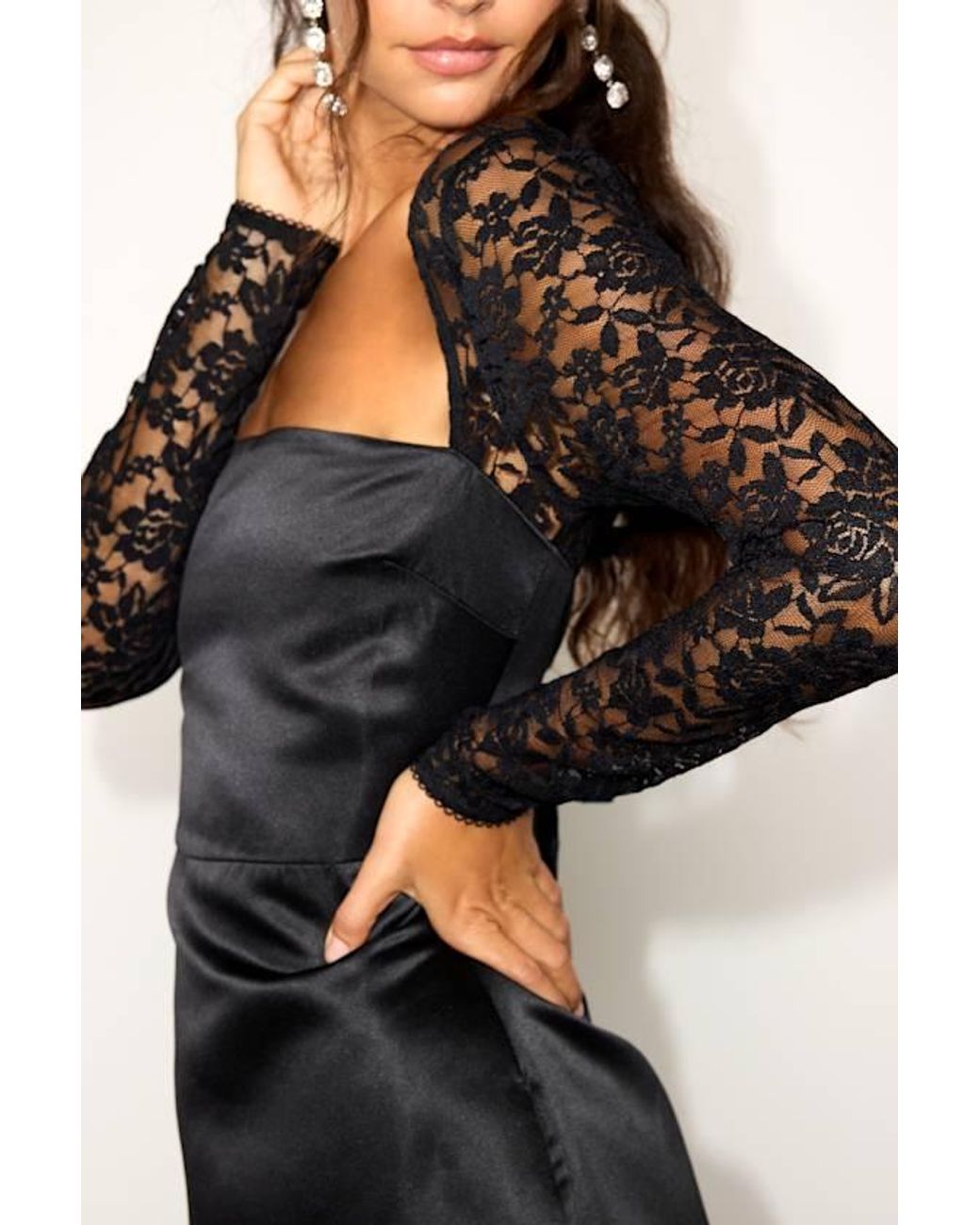 Mini Dress Lulus Long Sleeve Lace Dress Lulus Prettiest Behavior Satin Lace  Long Sleeve Mini Dress In