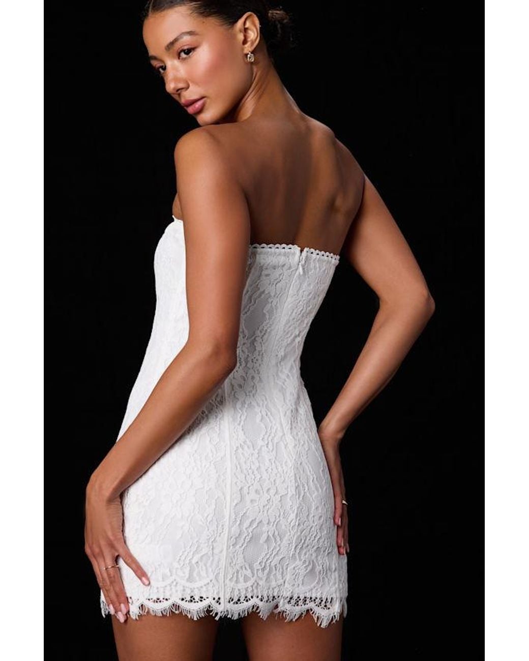 Lulus Black Daley Lace Strapless Mini Dress