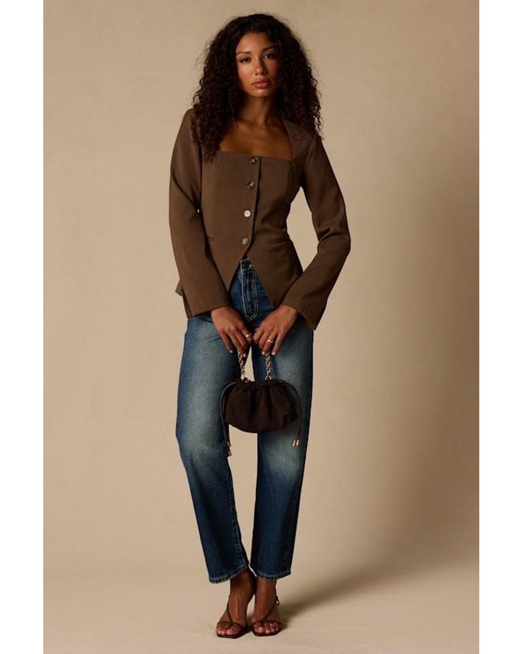 Lulus Brown Myanna Long Sleeve Blazer Top