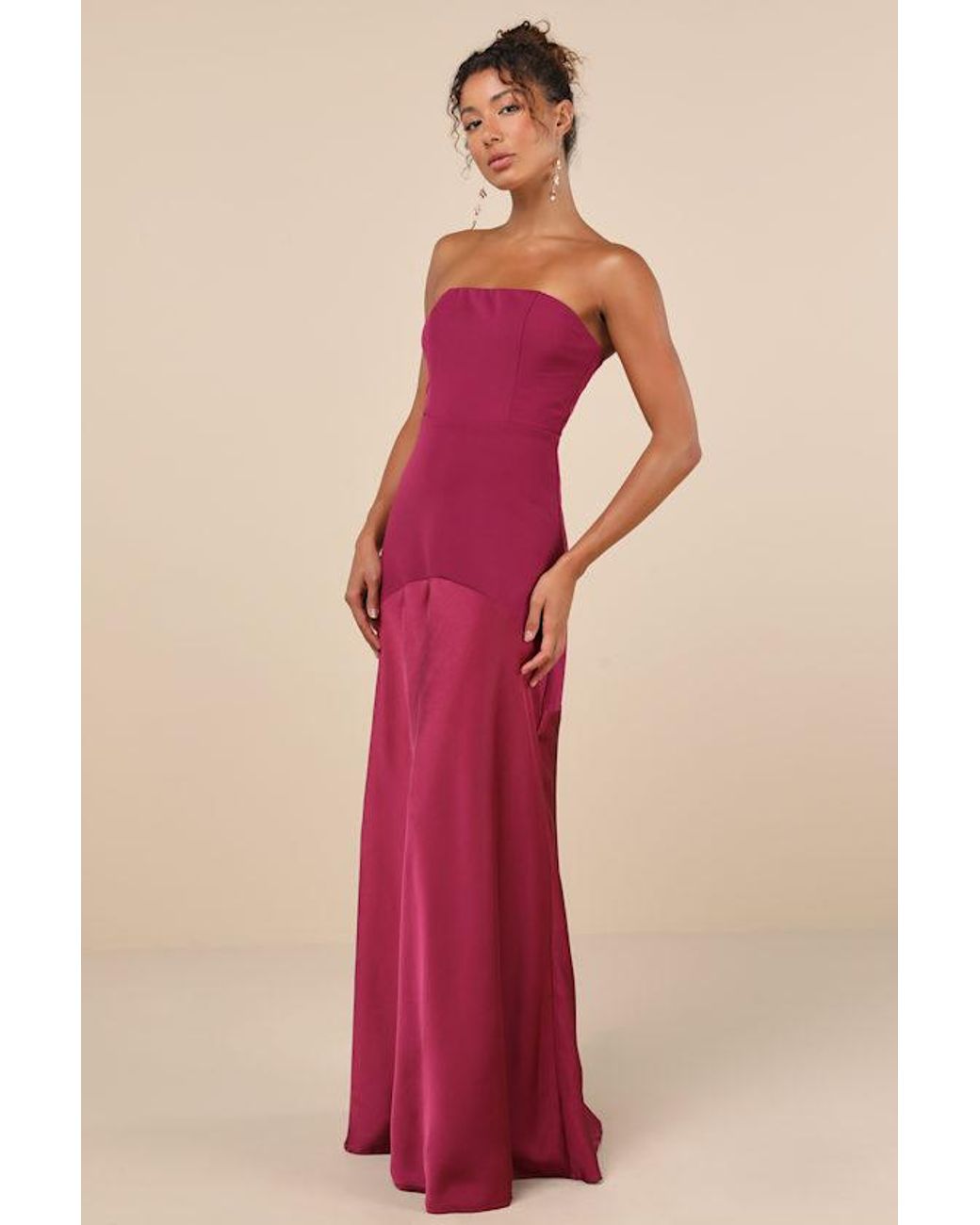 Lulus Red Compelling Style Strapless A-Line Maxi Dress