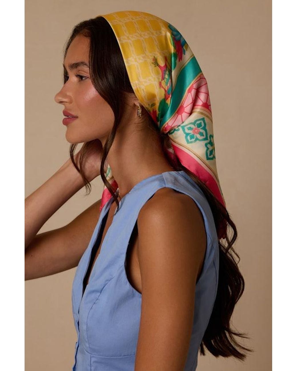 Lulus Pink Fadia Multi Print Satin Scarf