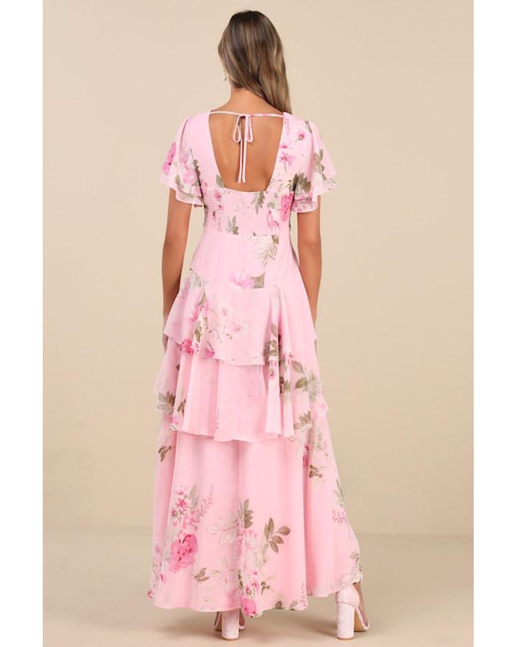 Lulus Pink Midnight Mood Floral Print Tiered Maxi Dress
