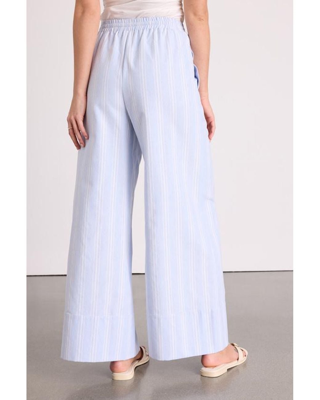 Lulus White Brisa Striped Cuffed Wide-Leg Pants